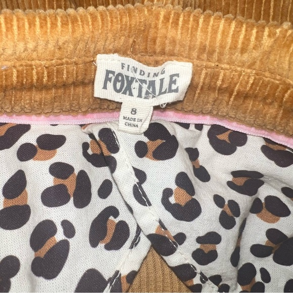 Finding Foxtale Brown Corduroy Jacket snap front jacket sz 8 leopard print trim - Picture 3 of 3